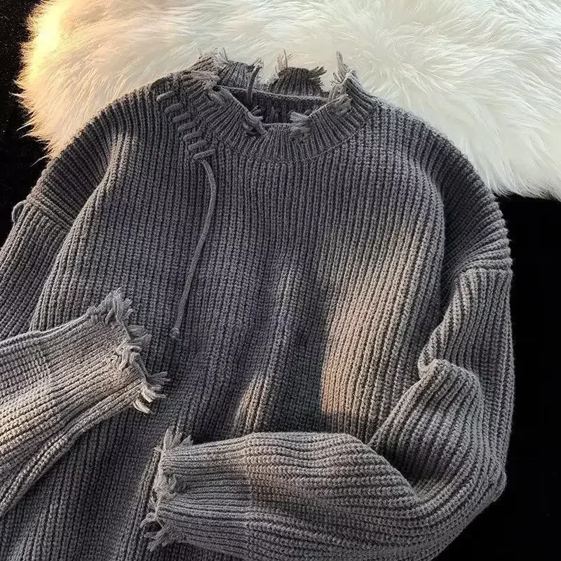 Winter Clothing Korean - Pakaian pullover krem pria, Sweater rajut