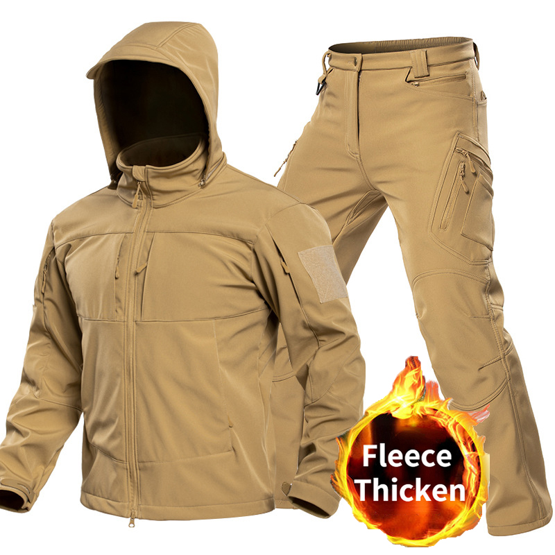 Windproof Jacket Softshell - Setelan Softshell Taktis Outdoor untuk Pria,