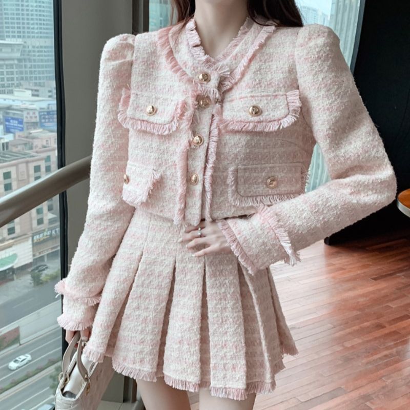Winter Clothing Korean - Rumbai elegan wanita, Y2K setelan Korea
