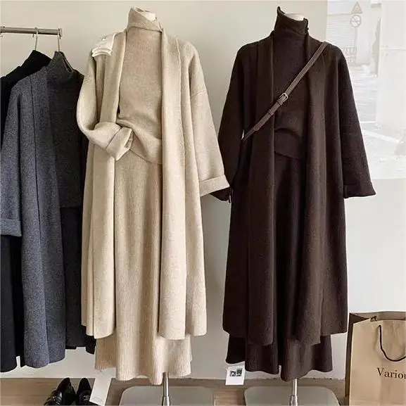 Winter Clothing Sales - Rompi Sweter Panjang Wanita Set Tiga