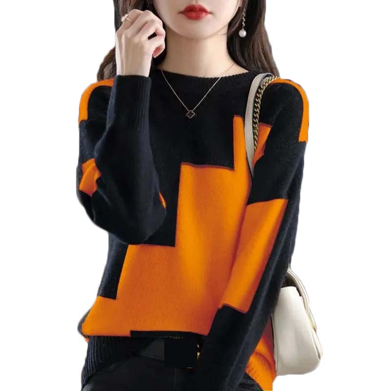 Winter Clothing Korean - Sweater rajut leher O Splice, pakaian