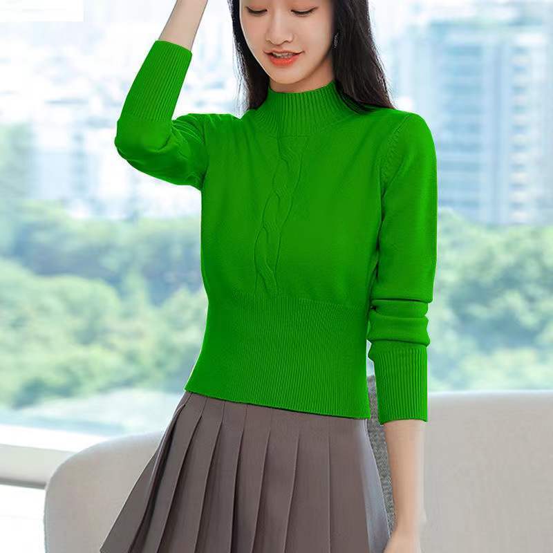 Winter Clothing Korean - Blus Kerah Tegak Korea Warna Solid