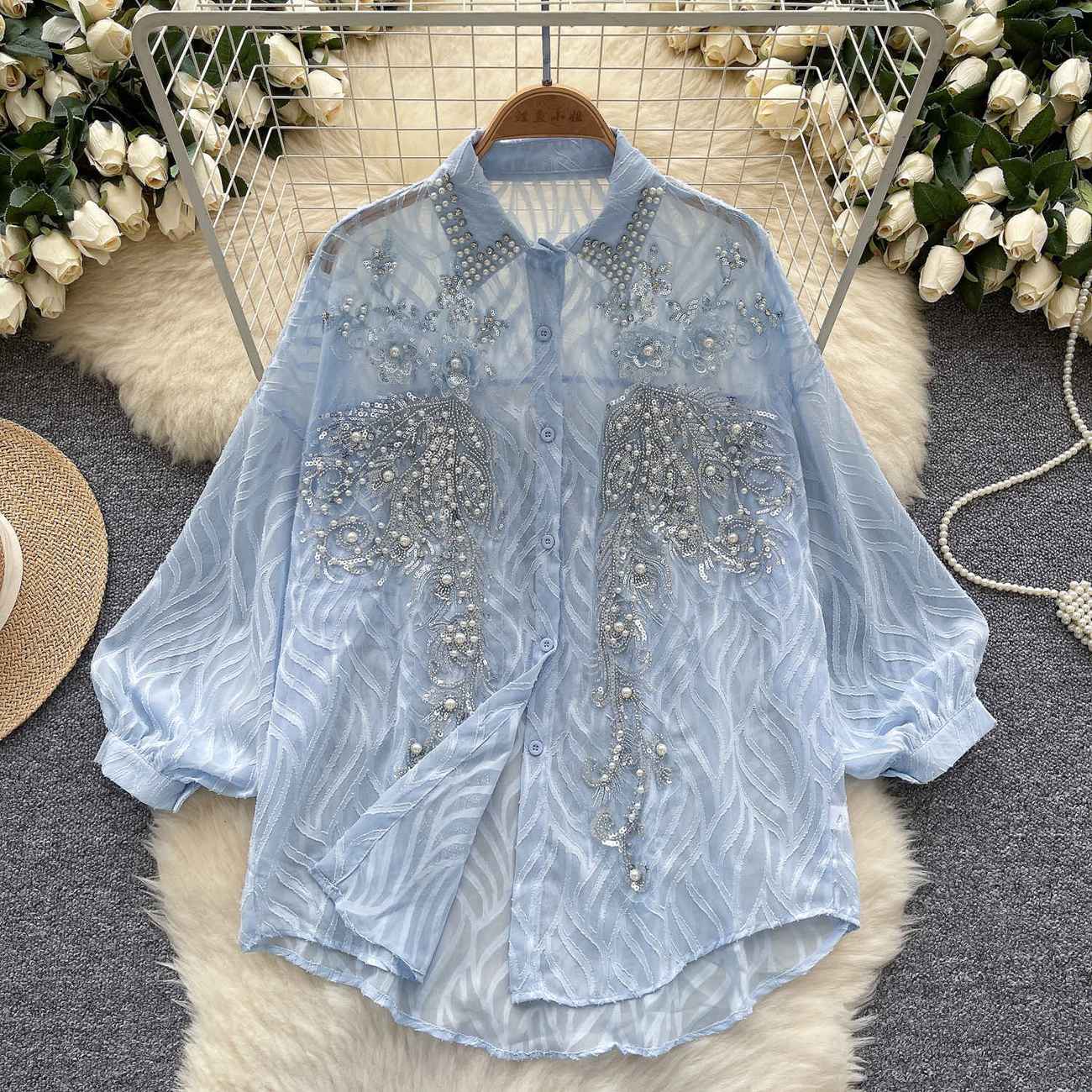 Kemeja wanita kancing berkilau - Winter Clothing Korean ulasan dan harga