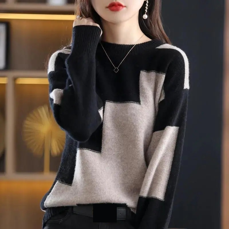 Sweater rajut leher O Splice,  - Winter Clothing Korean ulasan dan harga