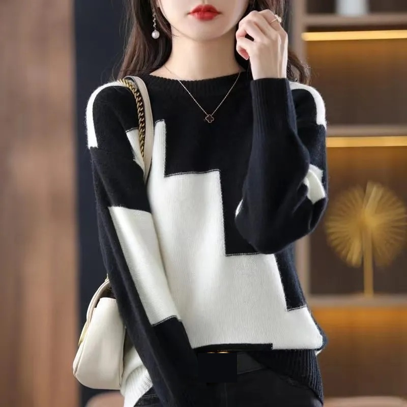 Sweater rajut leher O Splice,  - Winter Clothing Korean ulasan dan harga