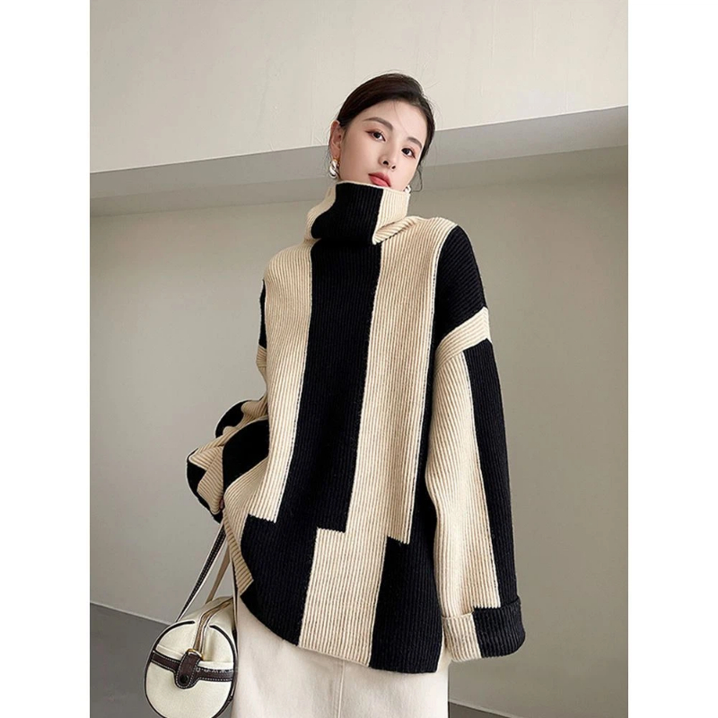 Pullover Longgar Bergaris Kont - Winter Clothing Korean ulasan dan harga