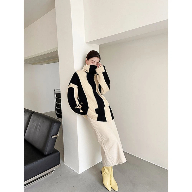 Pullover Longgar Bergaris Kont - Winter Clothing Korean ulasan dan harga